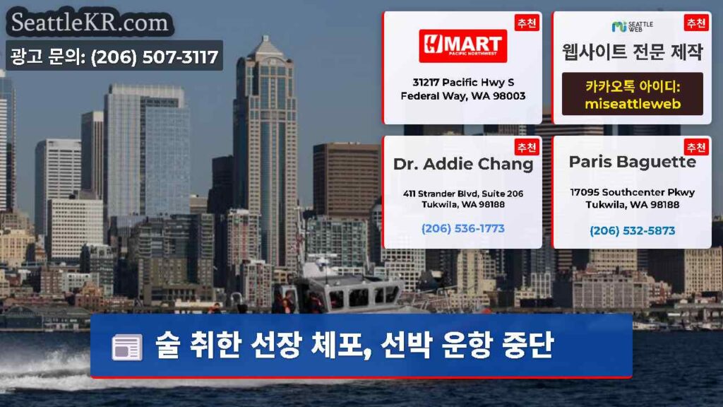 술 취한 선장 체포, 선박 운항 중단