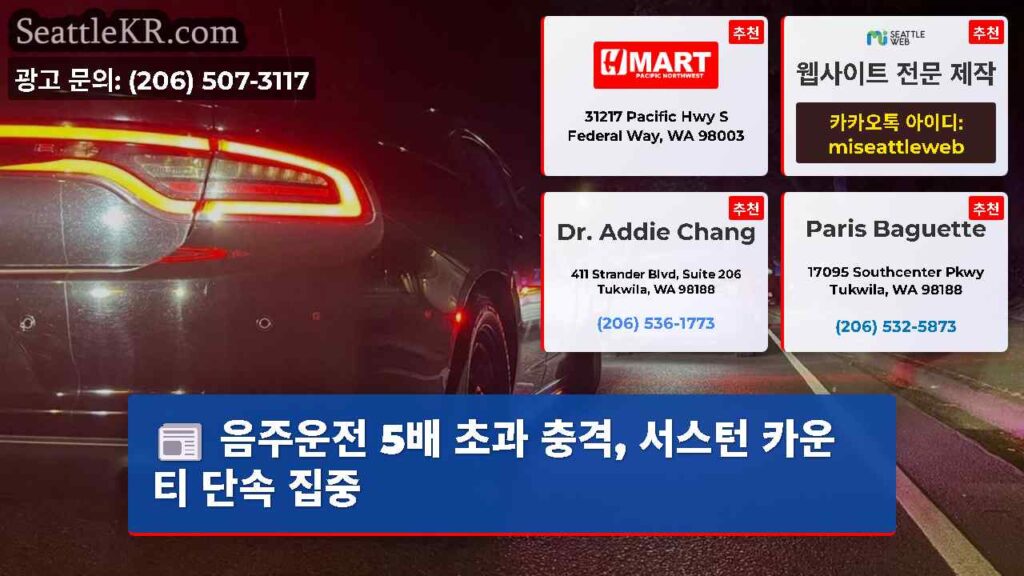 음주운전 5배 초과 충격, 서스턴 카운티 단속 집중