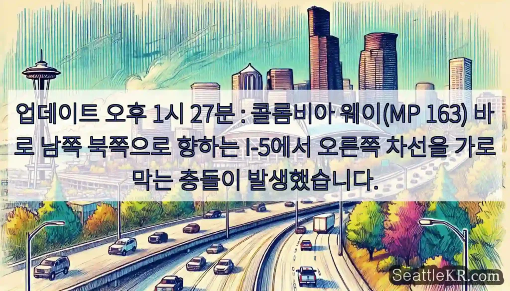 업데이트 오후 1시 27분 : 콜롬비아 웨이(MP 163) 바로 남쪽 북쪽으로 향하는