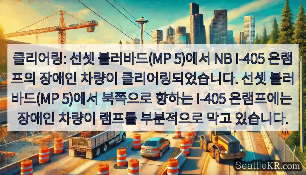 클리어링: 선셋 블러바드(MP 5)에서 NB I-405 온램프의 장애인 차량이