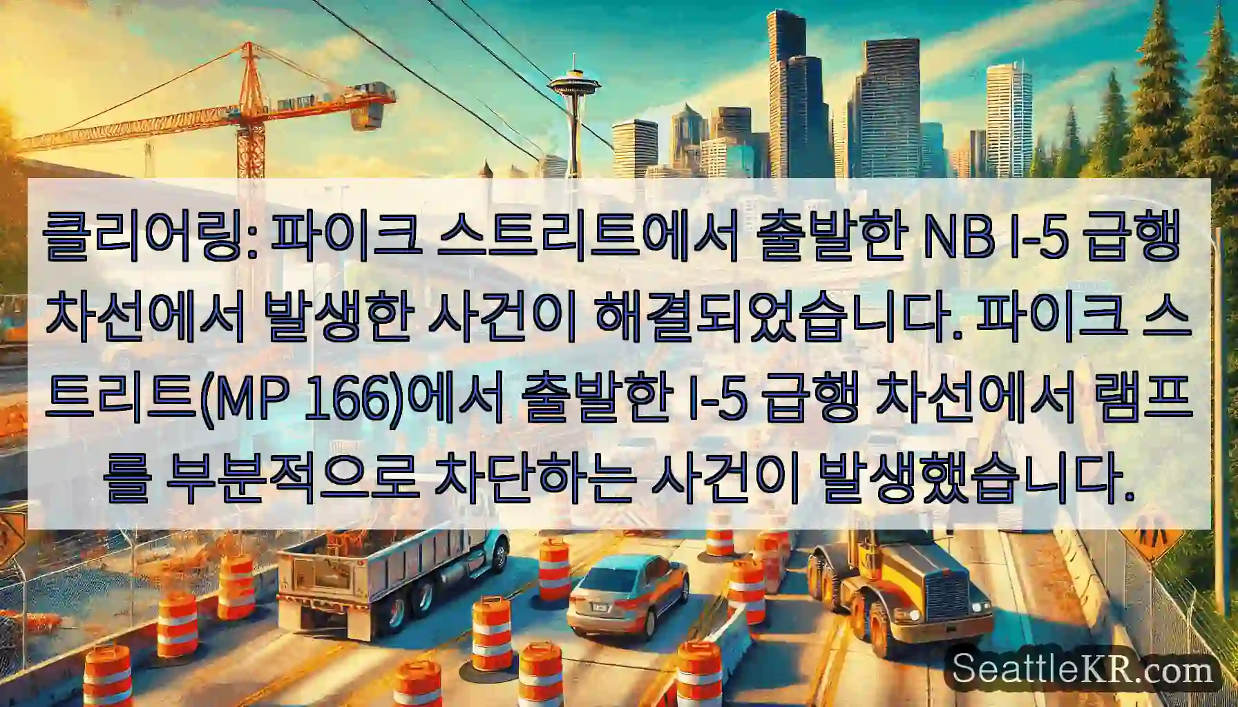 클리어링: 파이크 스트리트에서 출발한 NB I-5 급행 차선에서 발생한 사건이