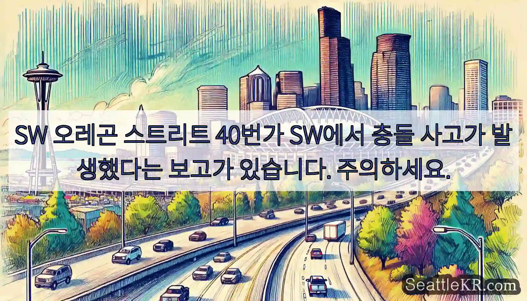 SW 오레곤 스트리트 40번가 SW에서 충돌 사고가 발생했다는 보고가 있습니다.