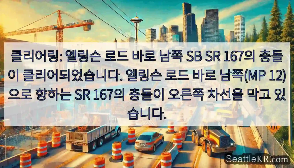 클리어링: 엘링슨 로드 바로 남쪽 SB SR 167의 충돌이 클리어되었습니다. 엘링슨