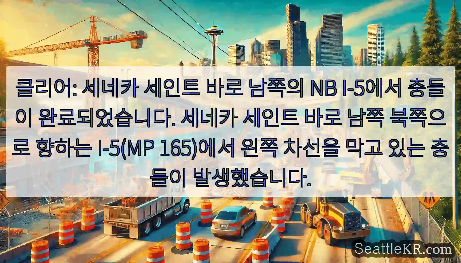 클리어: 세네카 세인트 바로 남쪽의 NB I-5에서 충돌이 완료되었습니다. 세네카 세인트