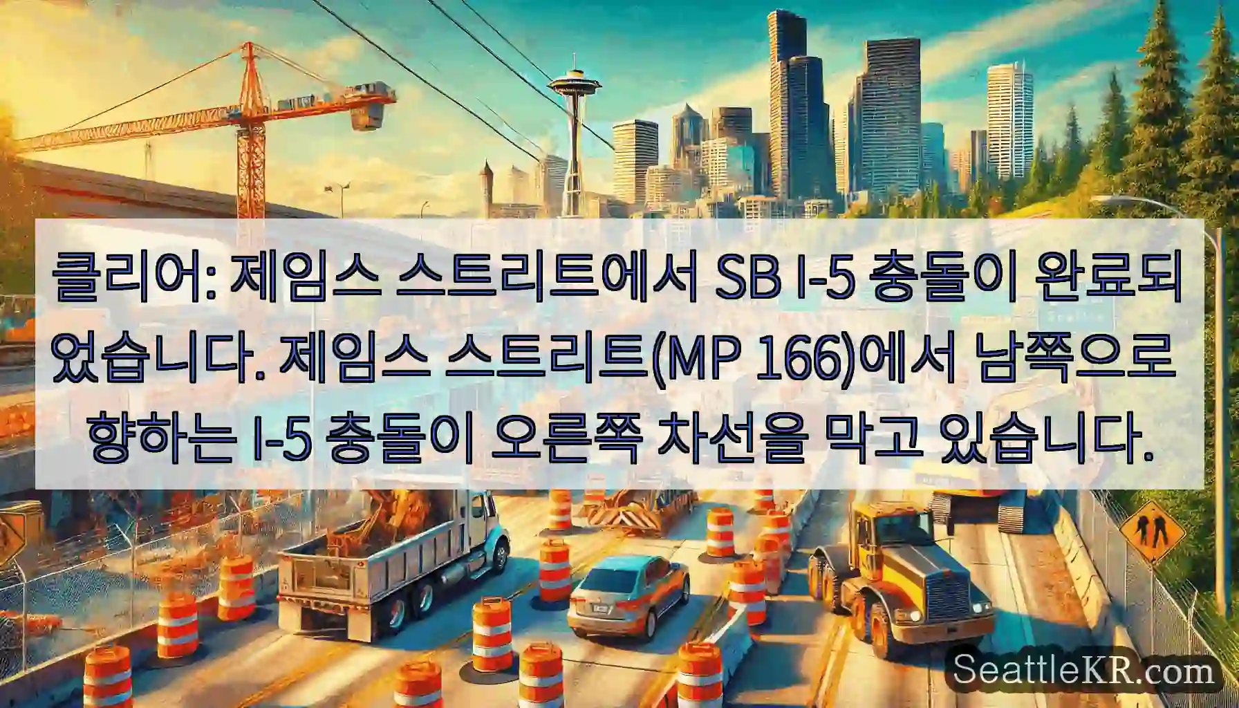 클리어: 제임스 스트리트에서 SB I-5 충돌이 완료되었습니다. 제임스 스트리트(MP