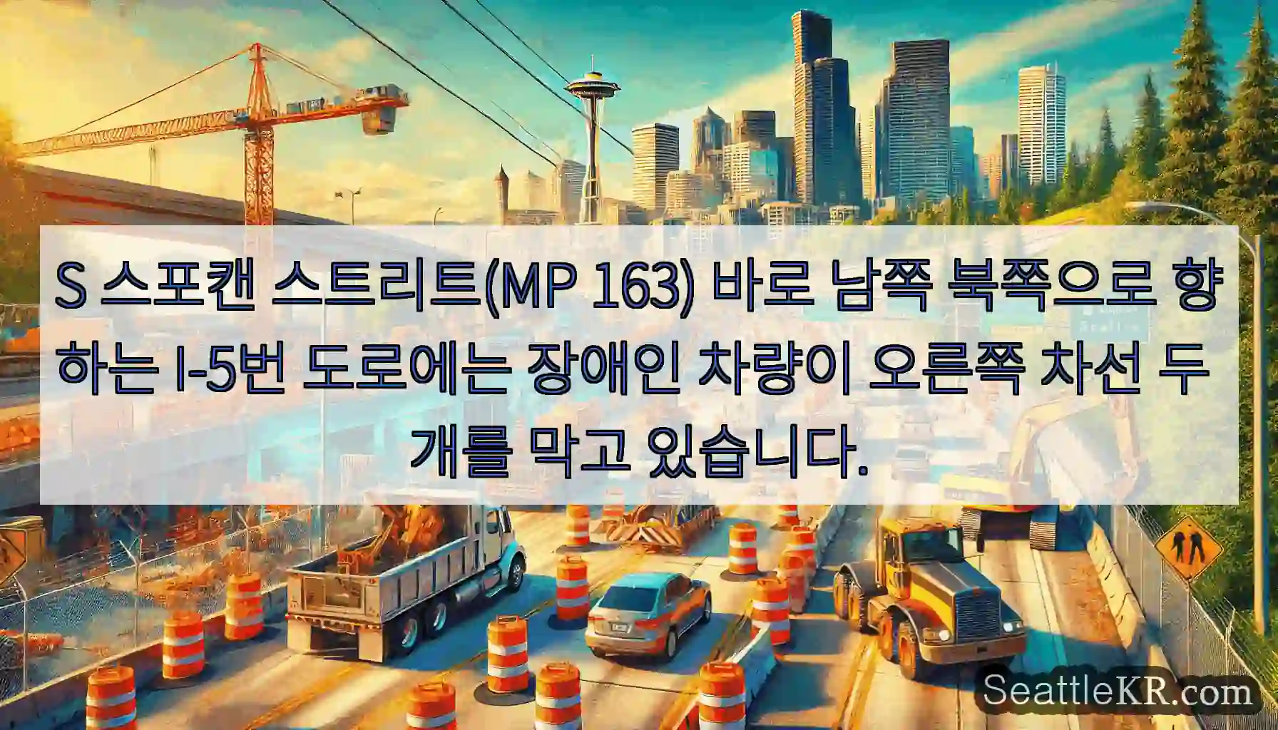S 스포캔 스트리트(MP 163) 바로 남쪽 북쪽으로 향하는 I-5번 도로에는 장애인
