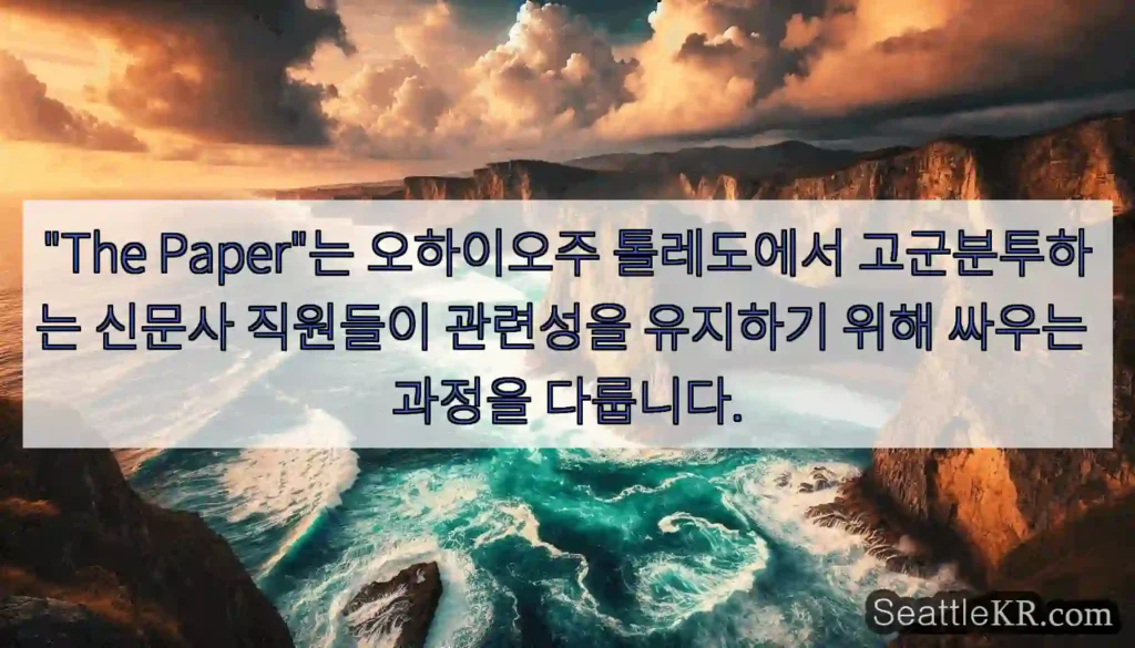 "The Paper"는 오하이오주 톨레도에서 고군분투하는 신문사 직원들이 관련성을