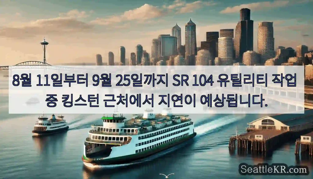 8월 11일부터 9월 25일까지 SR 104 유틸리티 작업 중 킹스턴 근처에서 지연이