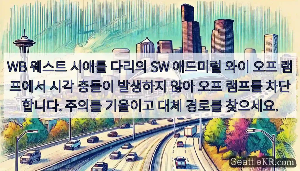 WB 웨스트 시애틀 다리의 SW 애드미럴 와이 오프 램프에서 시각 충돌이 발생하지 않아