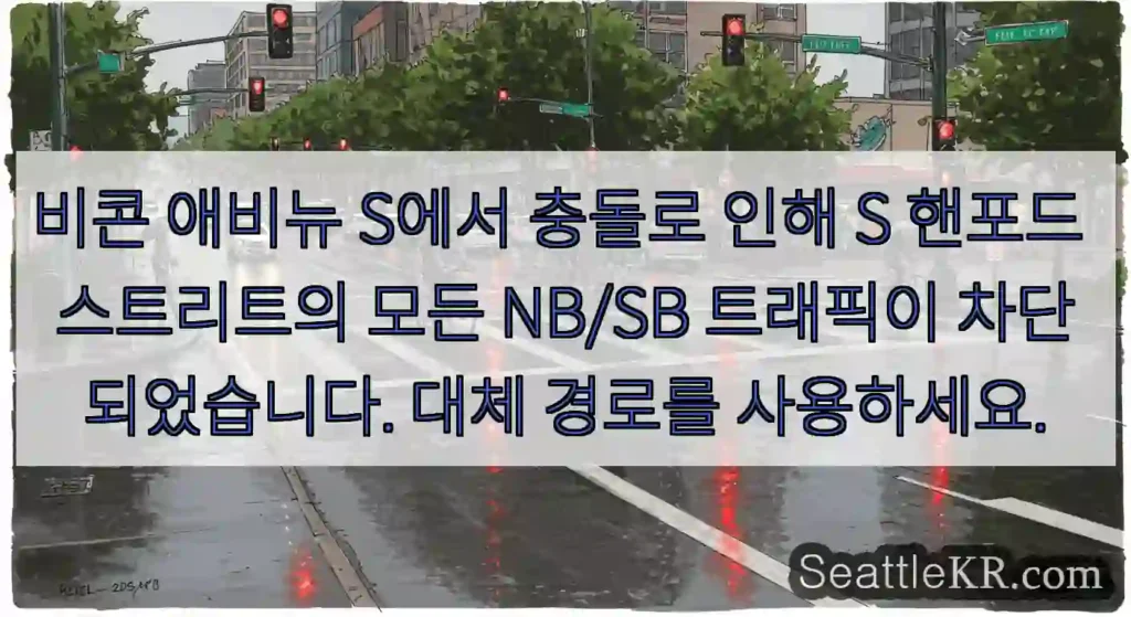 비콘 애비뉴 S에서 충돌로 인해 S 핸포드 스트리트의 모든 NB/SB 트래픽이