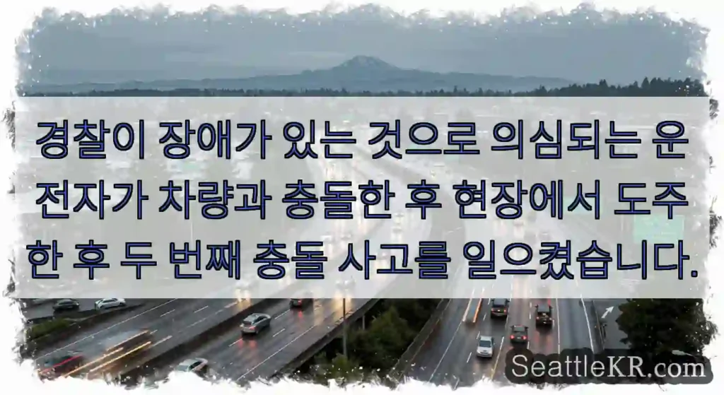 경찰이 장애가 있는 것으로 의심되는 운전자가 차량과 충돌한 후 현장에서 도주한 후 두