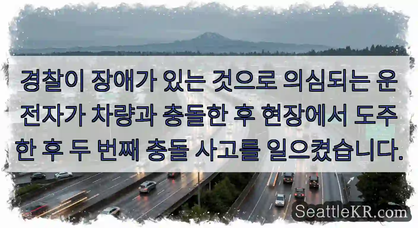 경찰이 장애가 있는 것으로 의심되는 운전자가 차량과 충돌한 후 현장에서 도주한 후 두