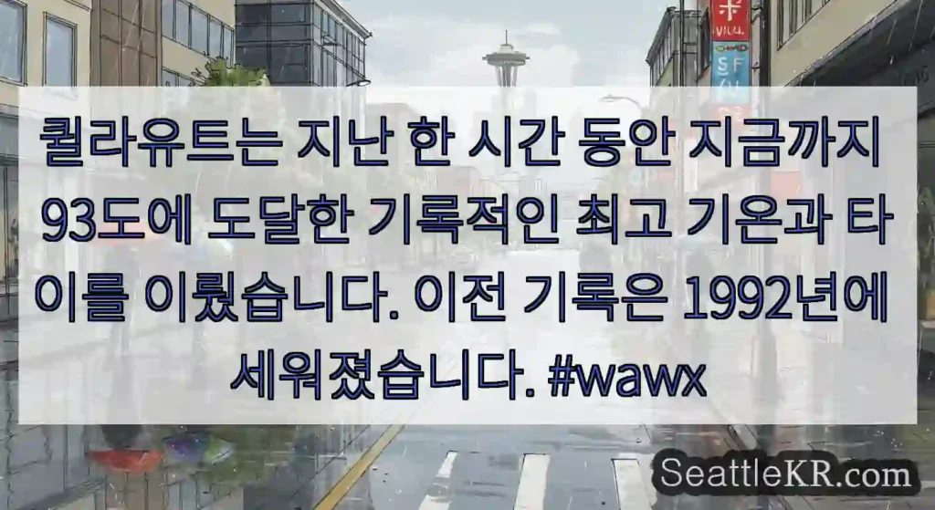 퀼라유트는 지난 한 시간 동안 지금까지 93도에 도달한 기록적인 최고 기온과 타이를