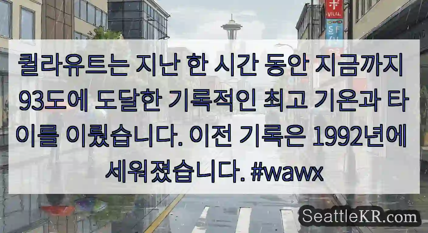 퀼라유트는 지난 한 시간 동안 지금까지 93도에 도달한 기록적인 최고 기온과 타이를