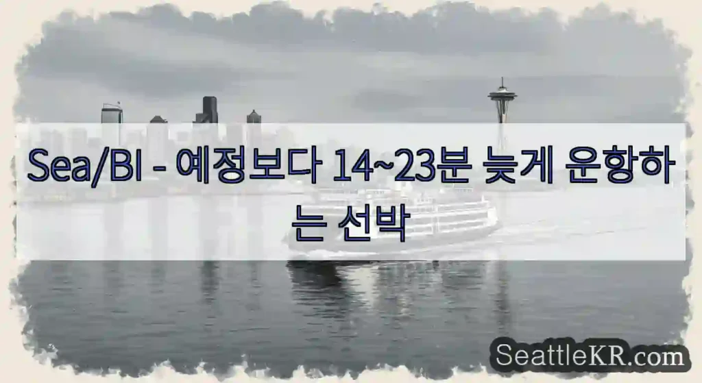 Sea/BI - 예정보다 14~23분 늦게 운항하는 선박