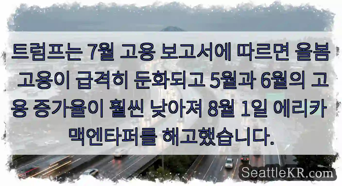 트럼프는 7월 고용 보고서에 따르면 올봄 고용이 급격히 둔화되고 5월과 6월의 고용