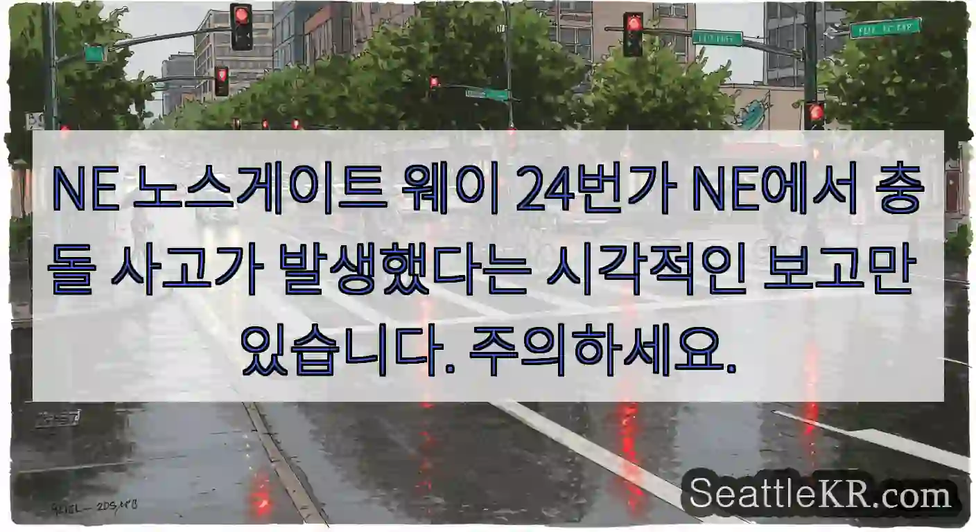 NE 노스게이트 웨이 24번가 NE에서 충돌 사고가 발생했다는 시각적인 보고만 있습니다.