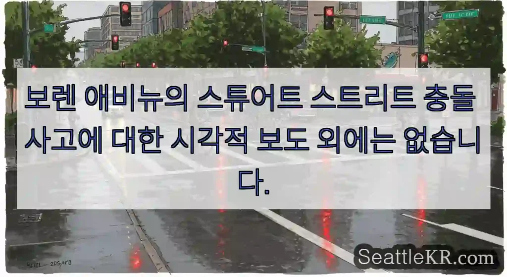 보렌 애비뉴의 스튜어트 스트리트 충돌 사고에 대한 시각적 보도 외에는 없습니다.