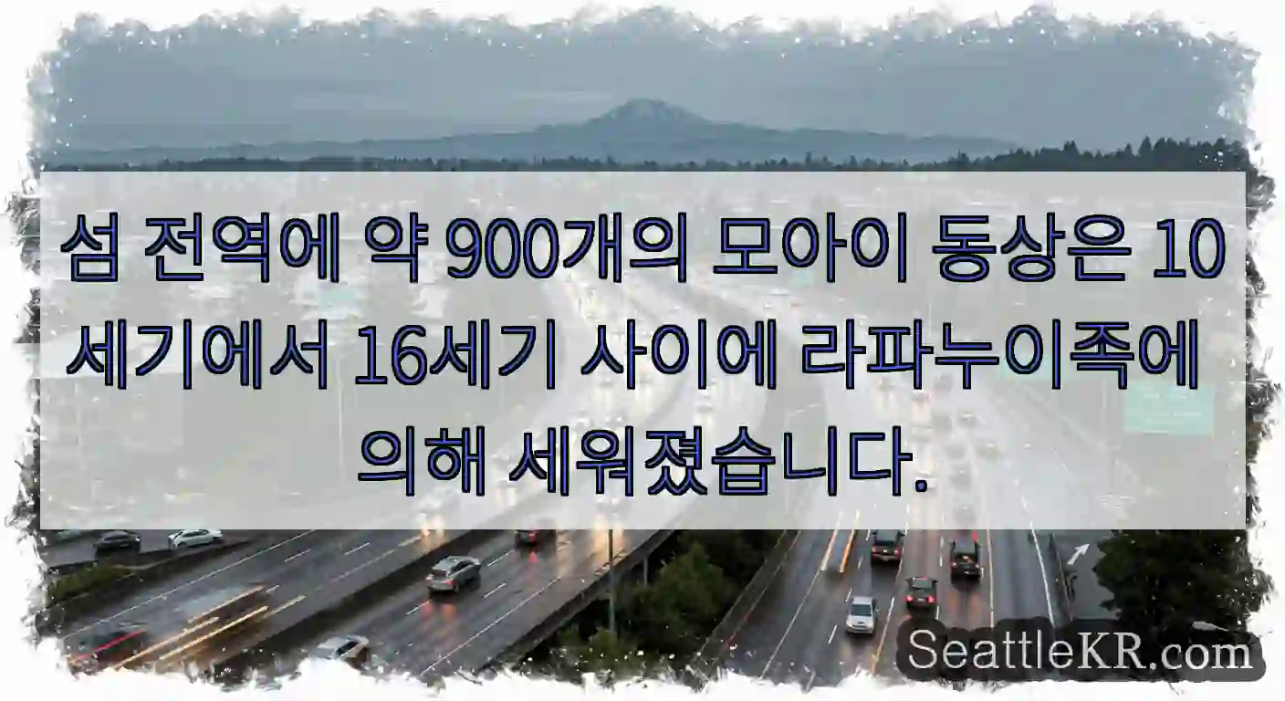 섬 전역에 약 900개의 모아이 동상은 10세기에서 16세기 사이에 라파누이족에 의해