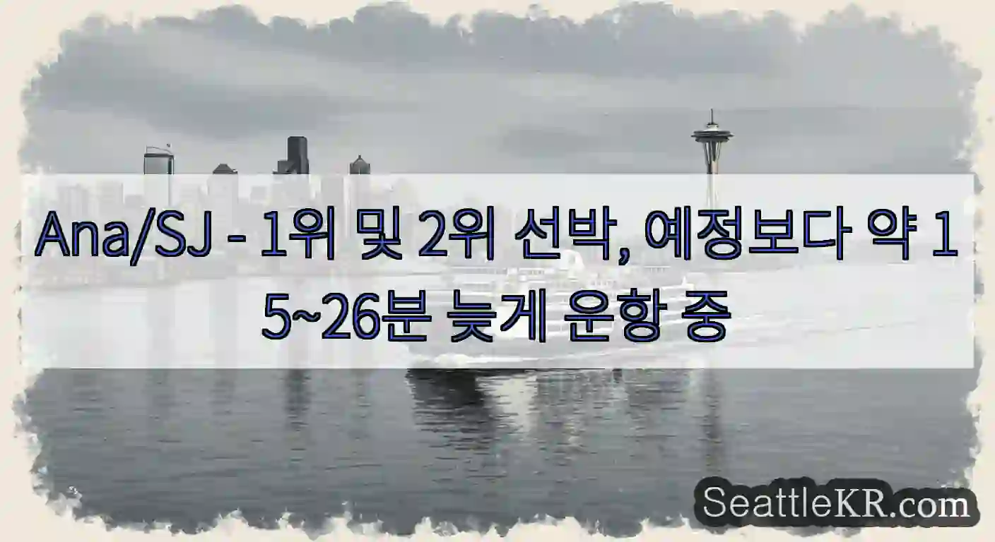 Ana/SJ - 1위 및 2위 선박, 예정보다 약 15~26분 늦게 운항 중