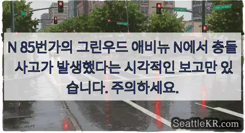 N 85번가의 그린우드 애비뉴 N에서 충돌 사고가 발생했다는 시각적인 보고만 있습니다.