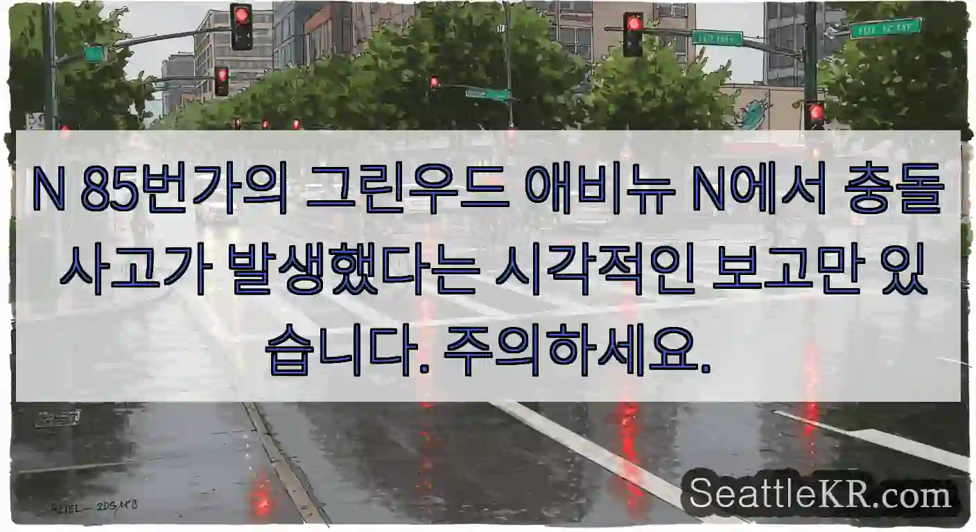 N 85번가의 그린우드 애비뉴 N에서 충돌 사고가 발생했다는 시각적인 보고만 있습니다.