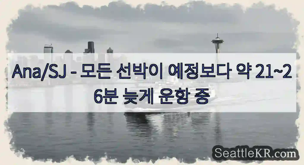 Ana/SJ - 모든 선박이 예정보다 약 21~26분 늦게 운항 중