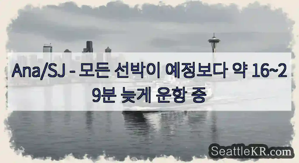 Ana/SJ - 모든 선박이 예정보다 약 16~29분 늦게 운항 중