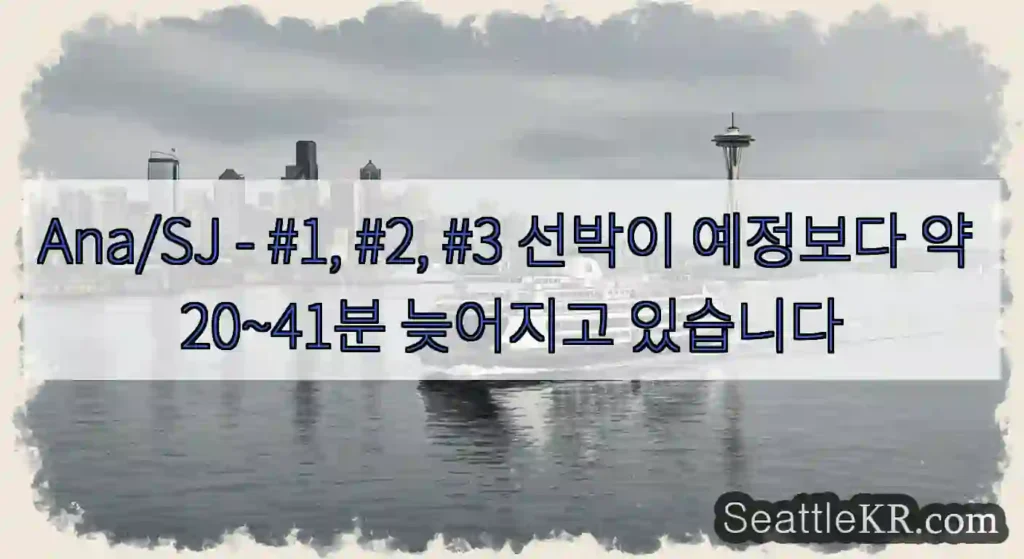 Ana/SJ - #1, #2, #3 선박이 예정보다 약 20~41분 늦어지고 있습니다