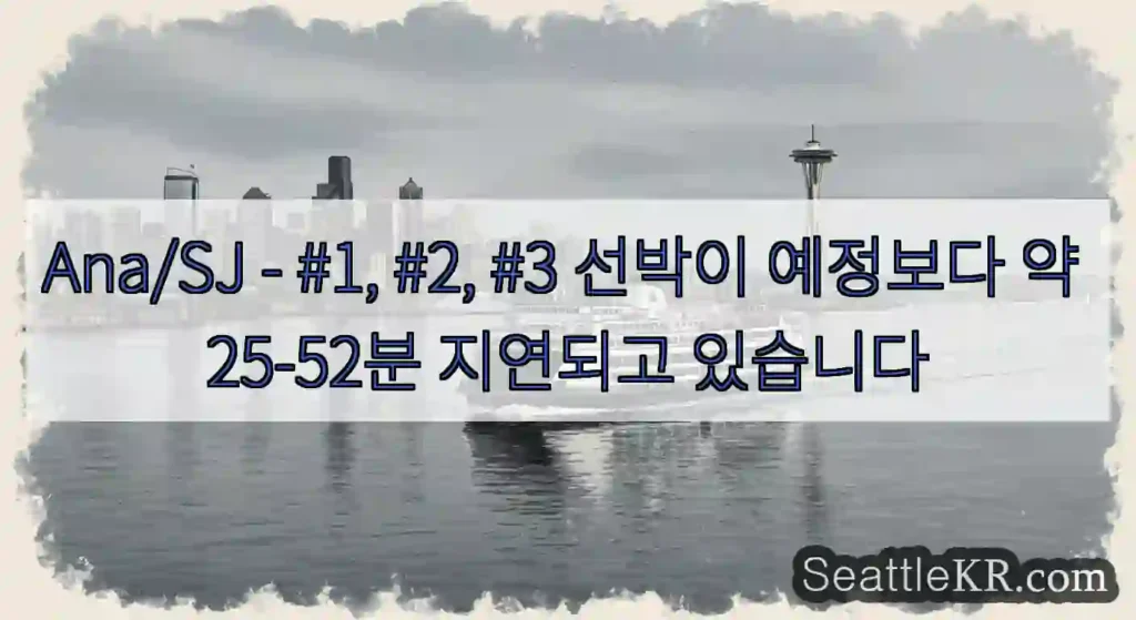 Ana/SJ - #1, #2, #3 선박이 예정보다 약 25-52분 지연되고 있습니다