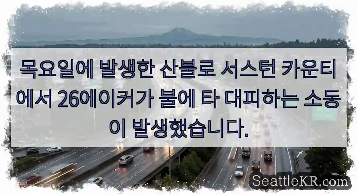 목요일에 발생한 산불로 서스턴 카운티에서 26에이커가 불에 타 대피하는 소동이