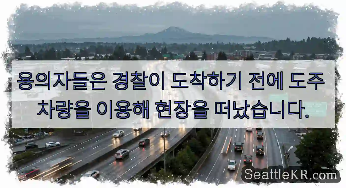 용의자들은 경찰이 도착하기 전에 도주 차량을 이용해 현장을 떠났습니다.