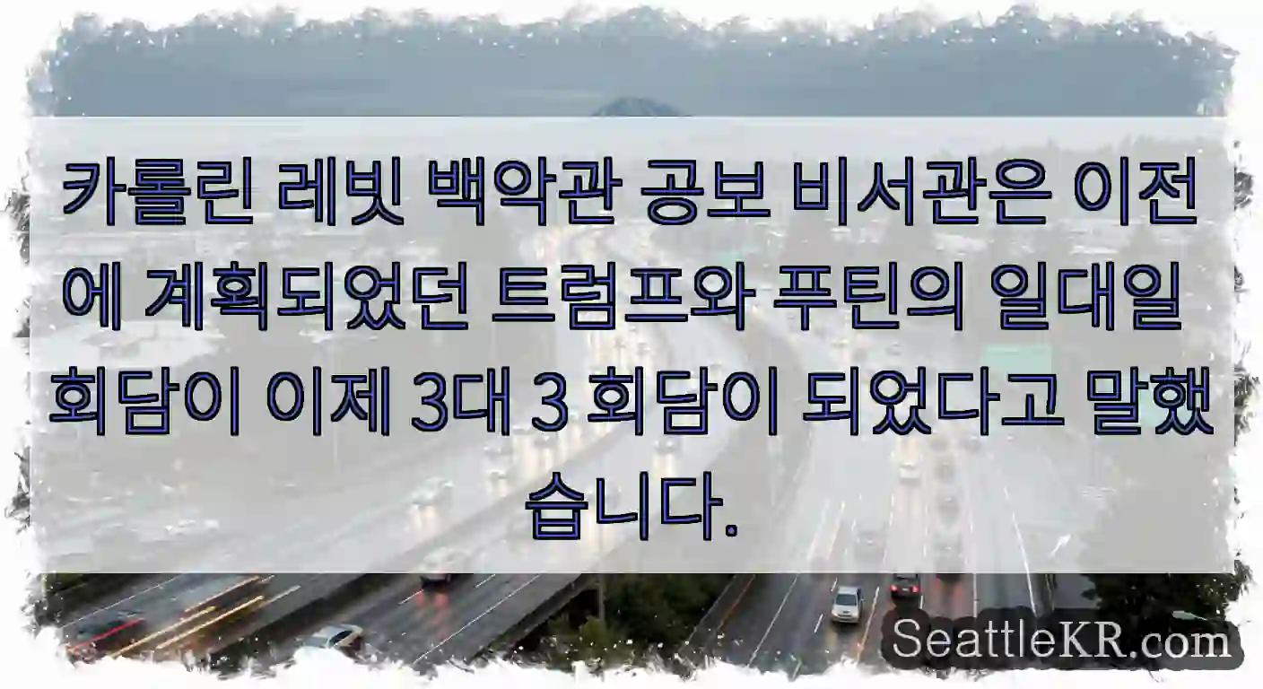 카롤린 레빗 백악관 공보 비서관은 이전에 계획되었던 트럼프와 푸틴의 일대일 회담이 이제