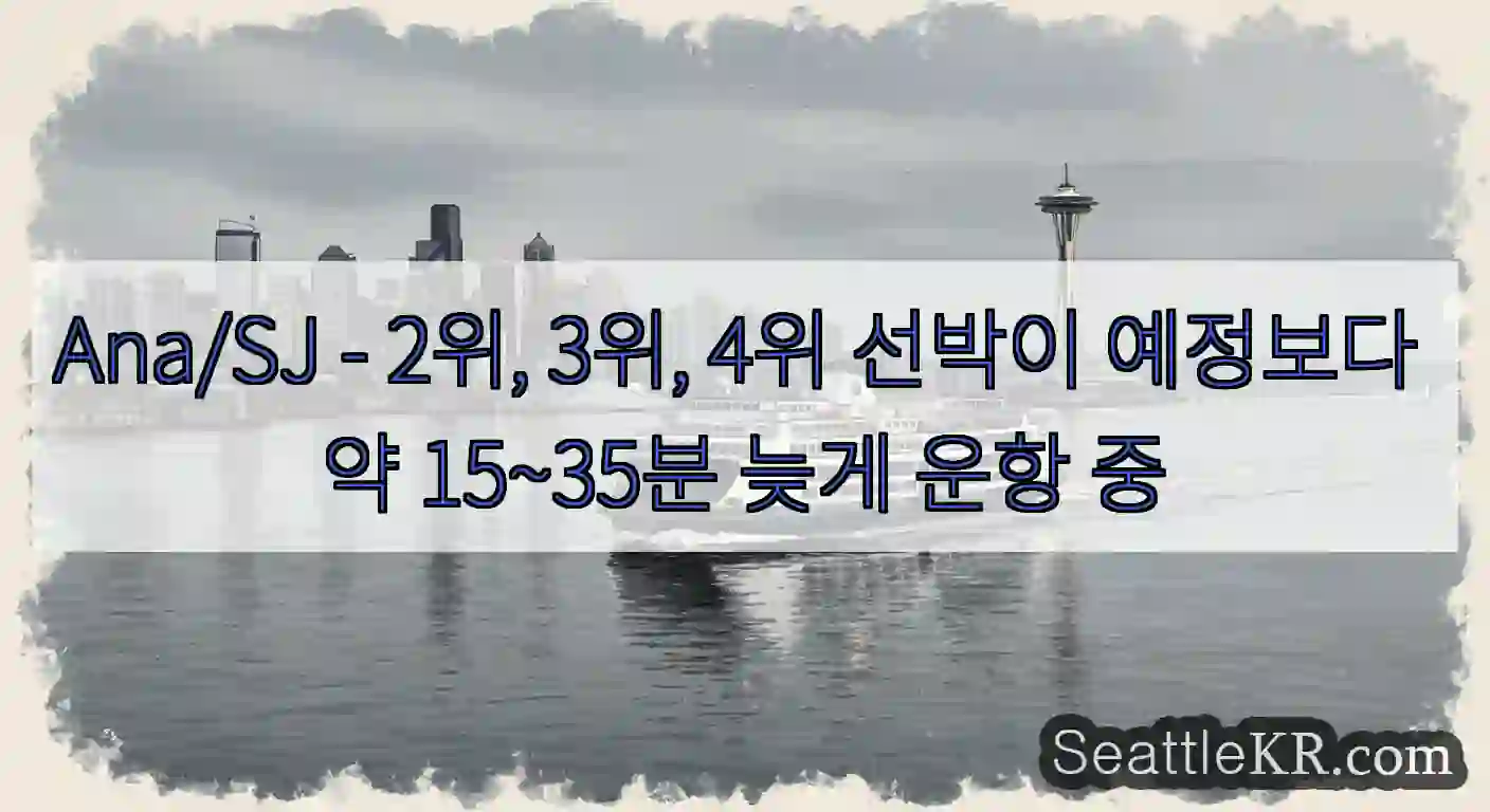 Ana/SJ - 2위, 3위, 4위 선박이 예정보다 약 15~35분 늦게 운항 중