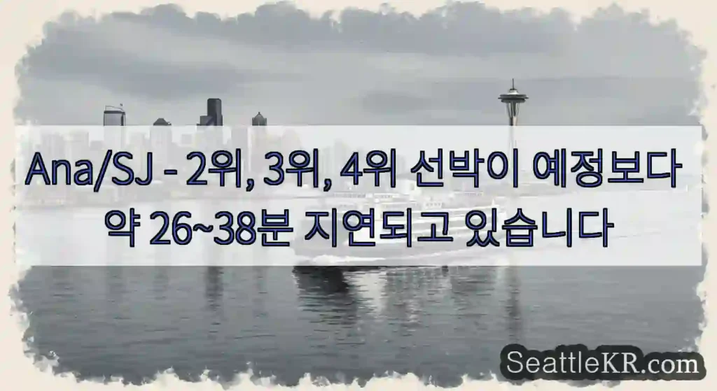 Ana/SJ - 2위, 3위, 4위 선박이 예정보다 약 26~38분 지연되고 있습니다