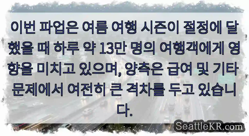 이번 파업은 여름 여행 시즌이 절정에 달했을 때 하루 약 13만 명의 여행객에게 영향을