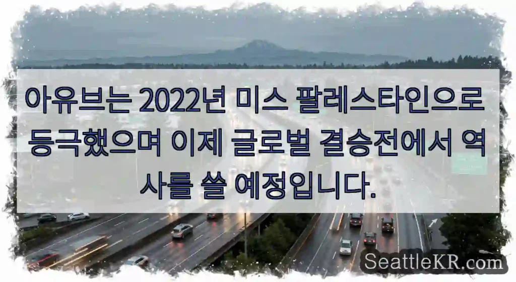 아유브는 2022년 미스 팔레스타인으로 등극했으며 이제 글로벌 결승전에서 역사를 쓸