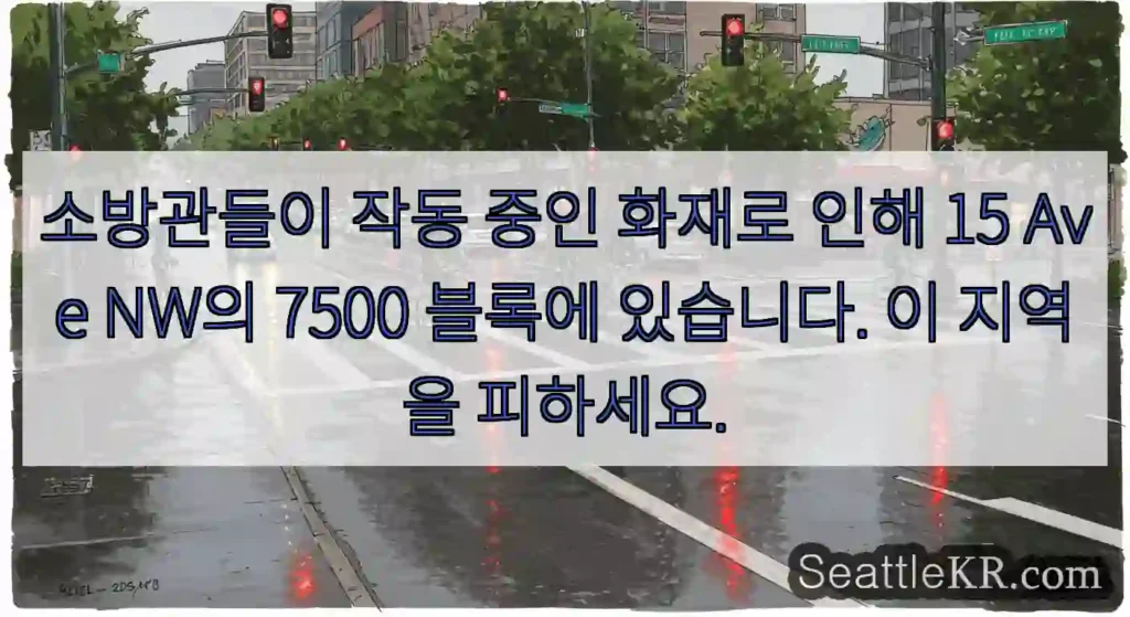 소방관들이 작동 중인 화재로 인해 15 Ave NW의 7500 블록에 있습니다. 이