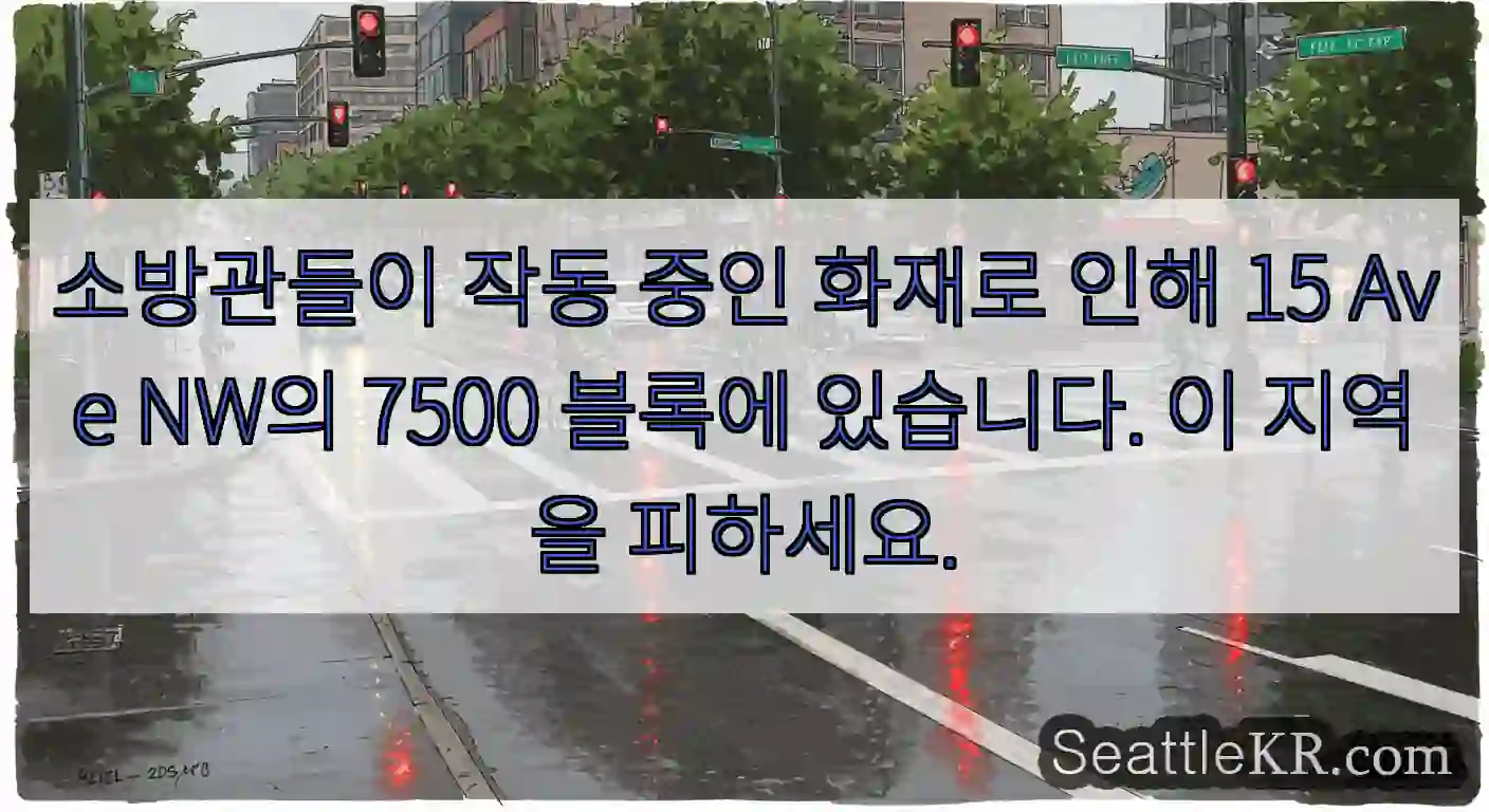 소방관들이 작동 중인 화재로 인해 15 Ave NW의 7500 블록에 있습니다. 이