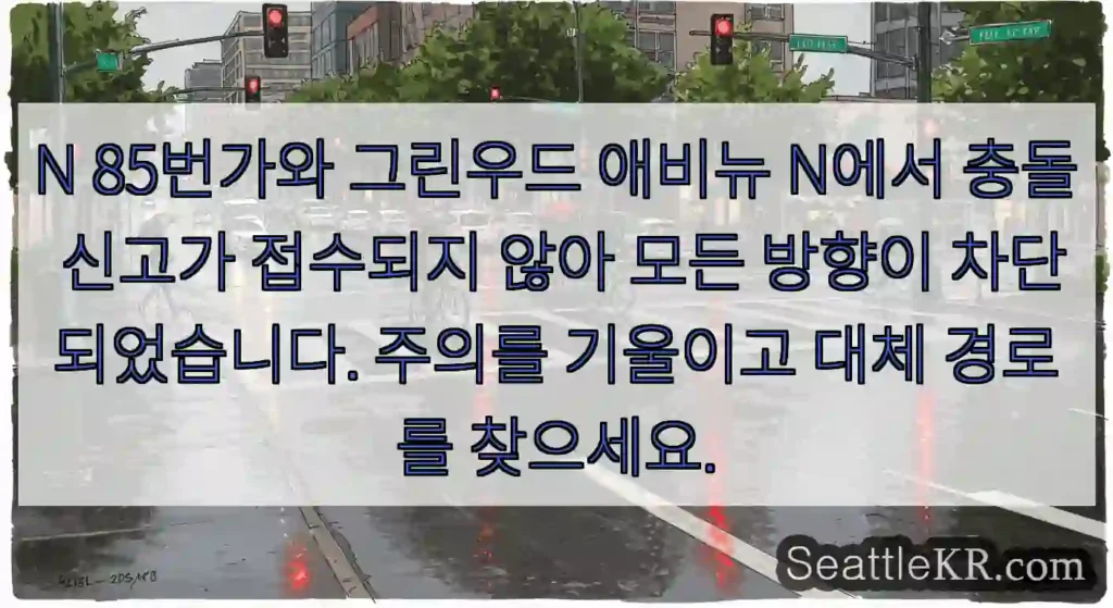 N 85번가와 그린우드 애비뉴 N에서 충돌 신고가 접수되지 않아 모든 방향이