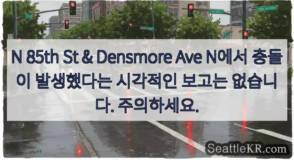 N 85th St & Densmore Ave N에서 충돌이 발생했다는 시각적인 보고는