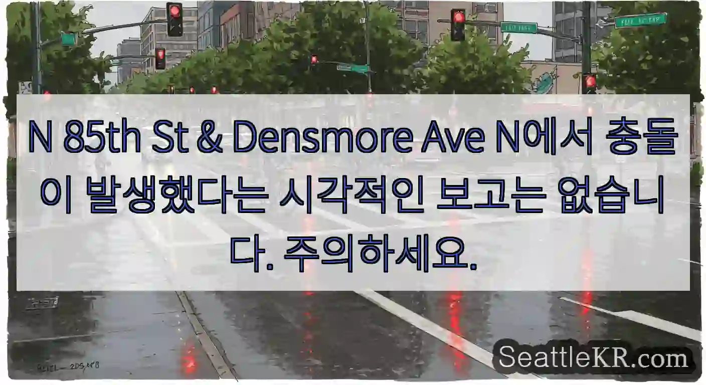 N 85th St & Densmore Ave N에서 충돌이 발생했다는 시각적인 보고는