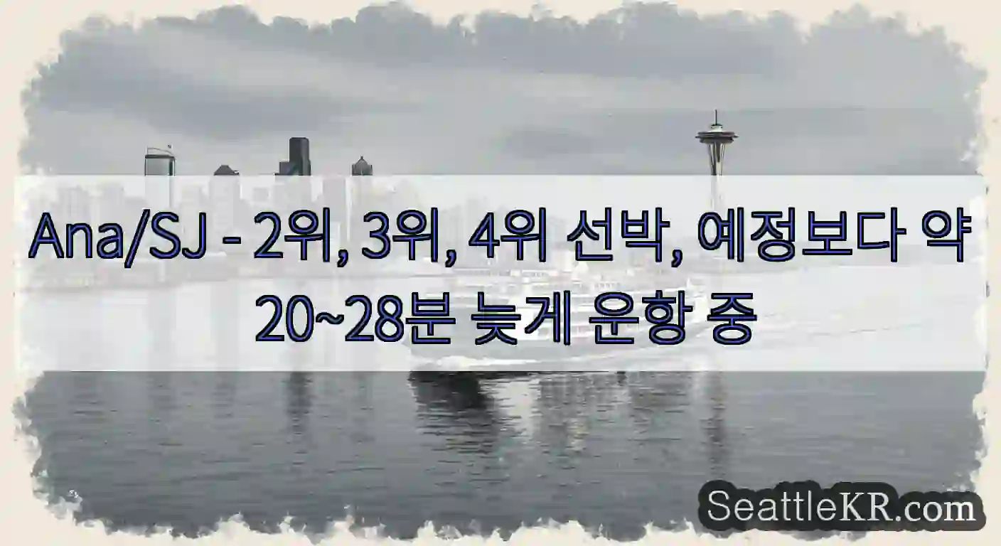 Ana/SJ - 2위, 3위, 4위 선박, 예정보다 약 20~28분 늦게 운항 중