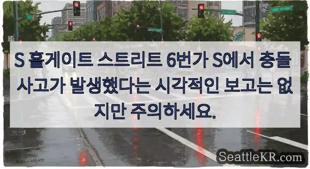 S 홀게이트 스트리트 6번가 S에서 충돌 사고가 발생했다는 시각적인 보고는 없지만