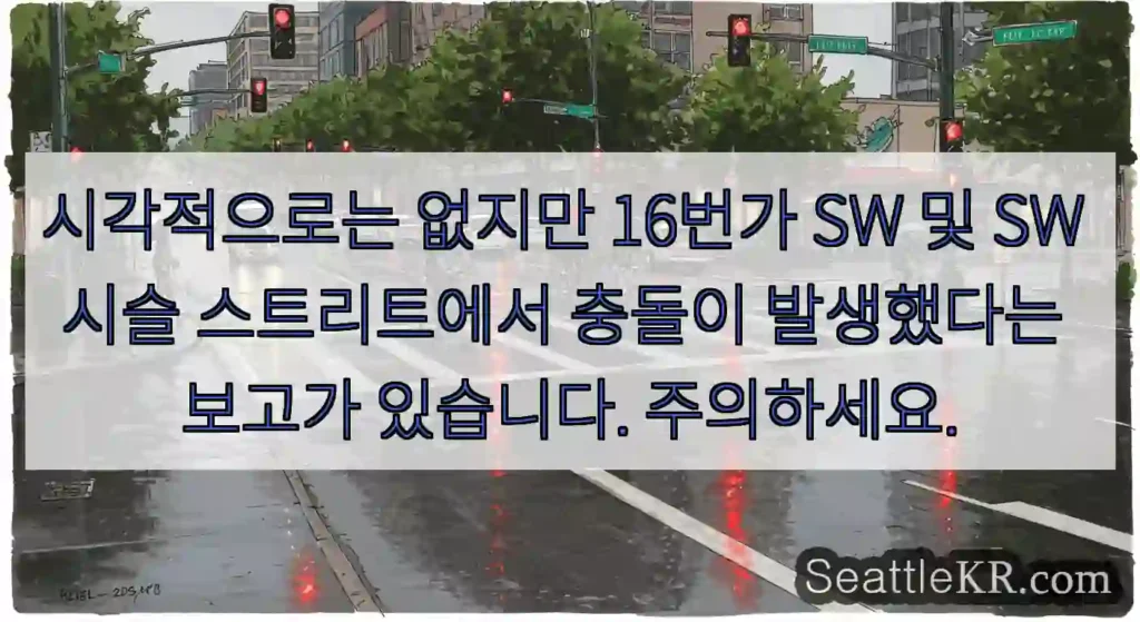 시각적으로는 없지만 16번가 SW 및 SW 시슬 스트리트에서 충돌이 발생했다는 보고가