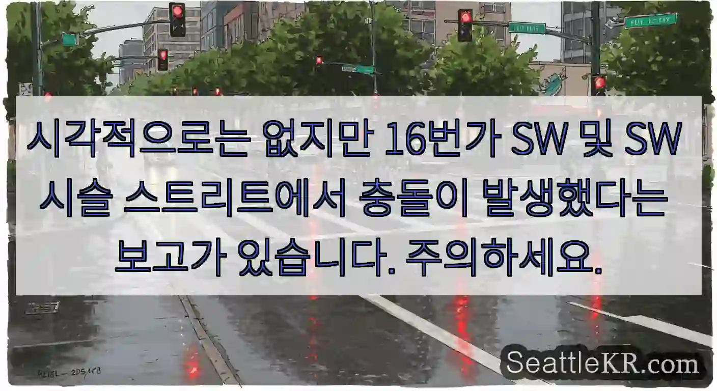 시각적으로는 없지만 16번가 SW 및 SW 시슬 스트리트에서 충돌이 발생했다는 보고가