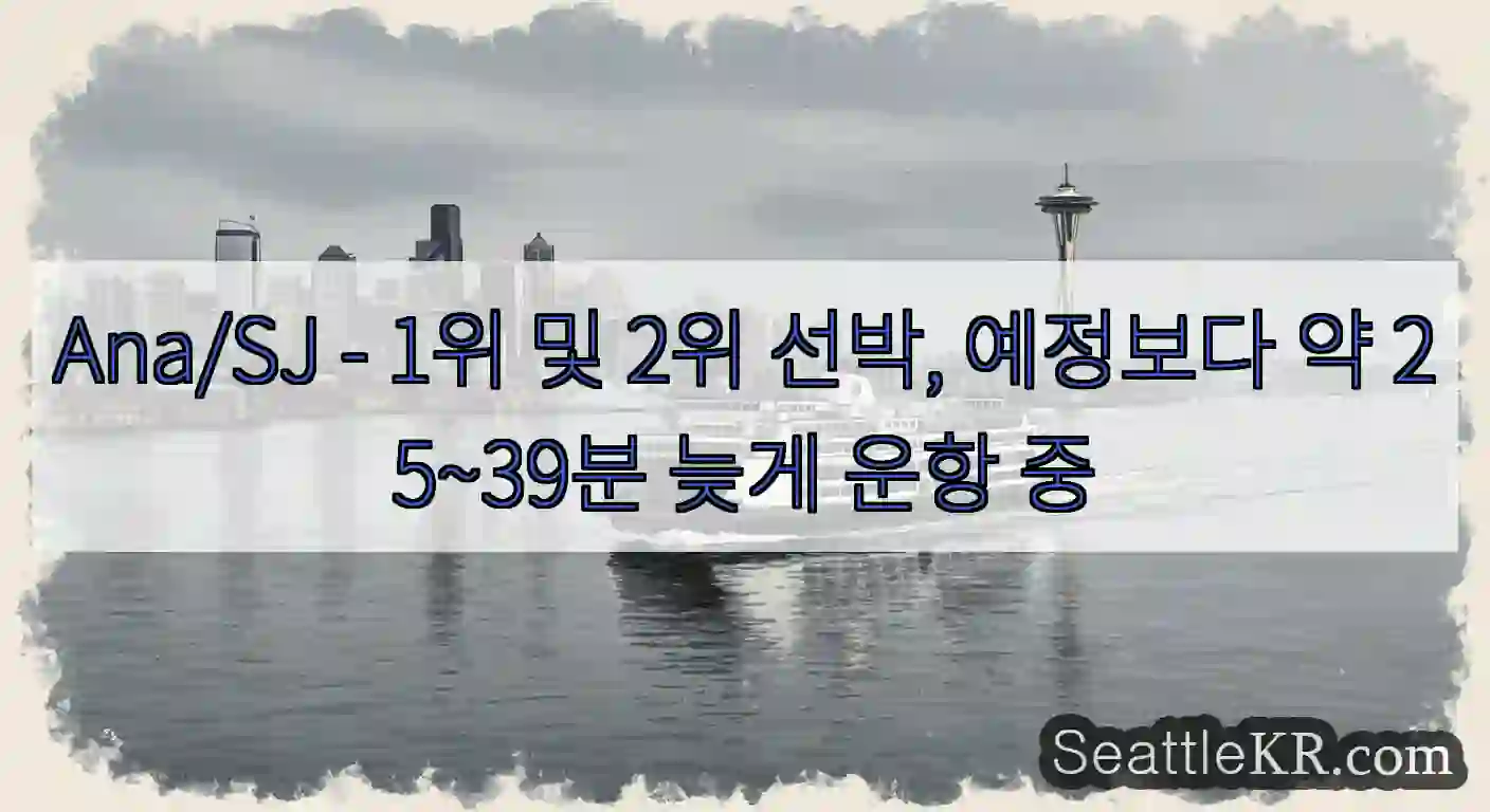 Ana/SJ - 1위 및 2위 선박, 예정보다 약 25~39분 늦게 운항 중