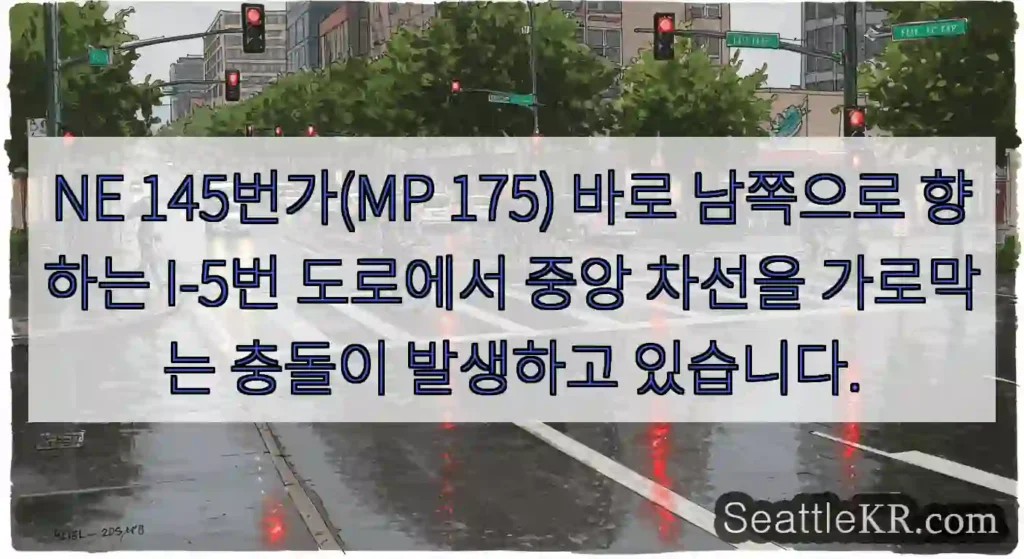 NE 145번가(MP 175) 바로 남쪽으로 향하는 I-5번 도로에서 중앙 차선을