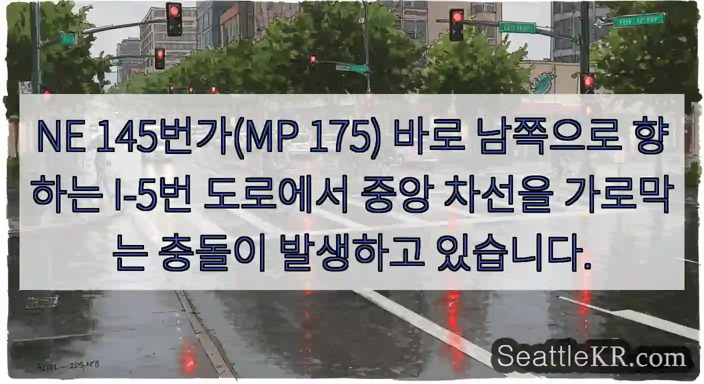 NE 145번가(MP 175) 바로 남쪽으로 향하는 I-5번 도로에서 중앙 차선을