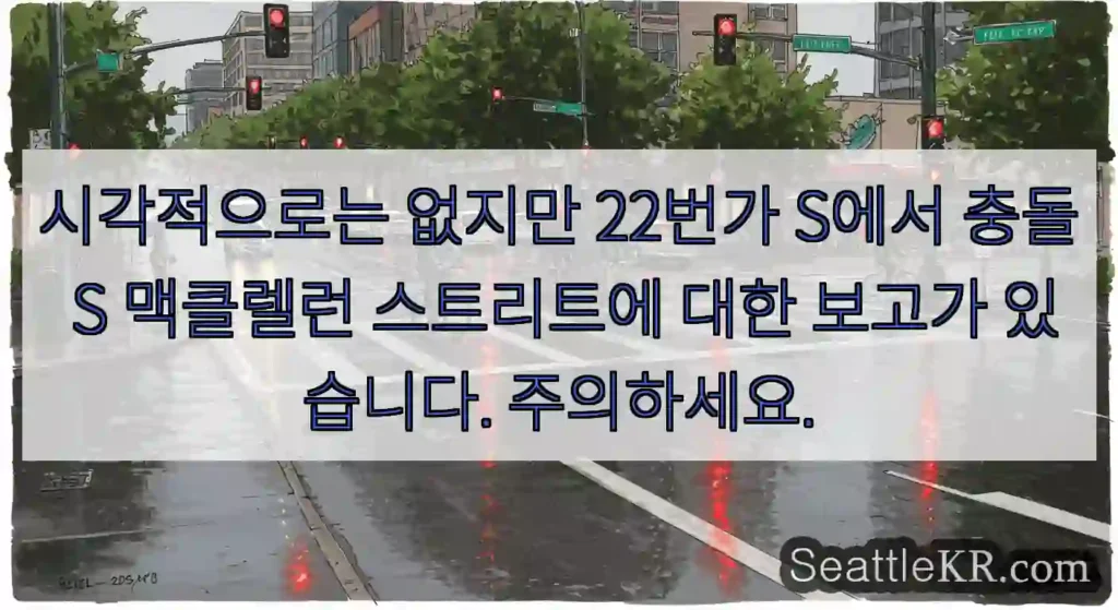 시각적으로는 없지만 22번가 S에서 충돌 S 맥클렐런 스트리트에 대한 보고가 있습니다.